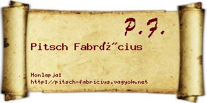 Pitsch Fabrícius névjegykártya